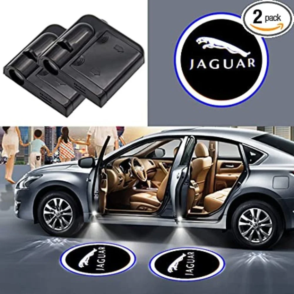 2x PCs Jaguar Logo Wireless Car Door Welcome Laser Projector Emblem